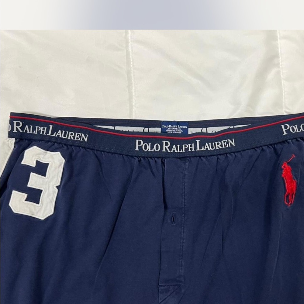 Polo by Ralph Lauren Men's Blue Joggers with White Accents - Picture 3 of 3